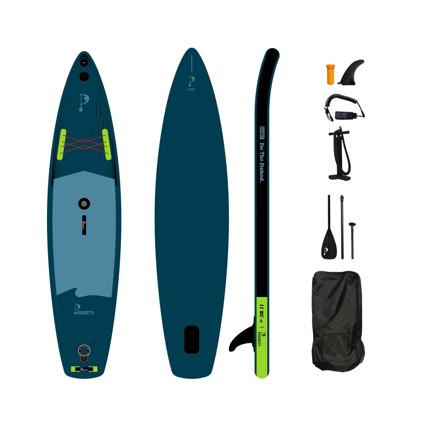 Priority Inflatable SUP Board Set 11'x30'x6" | Double Layer Drop Stitch | Double Chamber