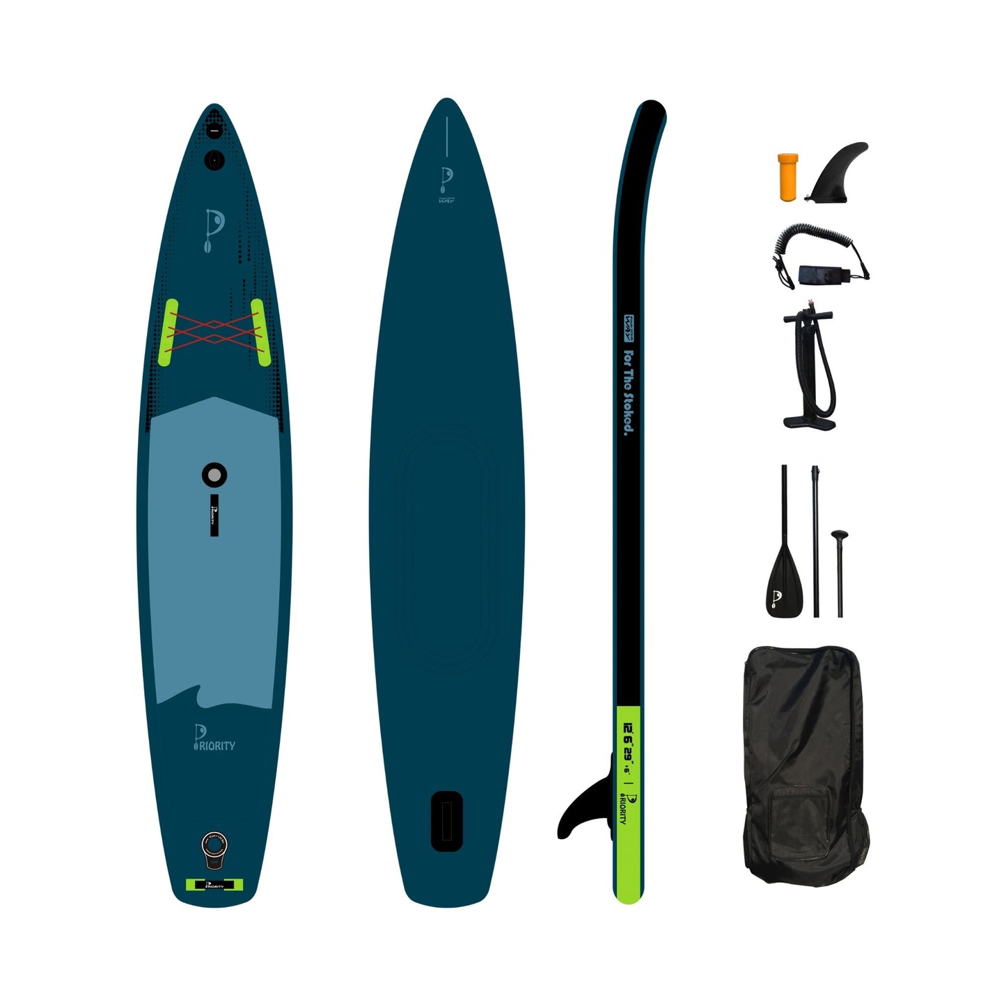 Priority Inflatable SUP Board Set 12'6x29'x6" | Double Layer Drop Stitch | Double Chamber