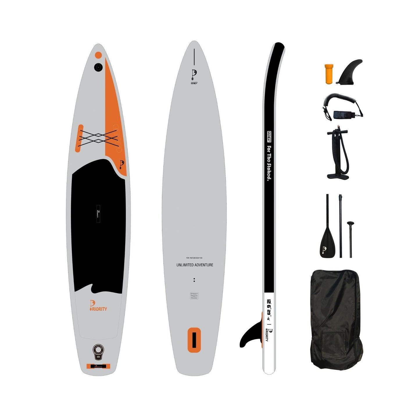 Priority Inflatable SUP Board Set 12'6x29'x6" | Double Layer Drop Stitch | Single Chamber